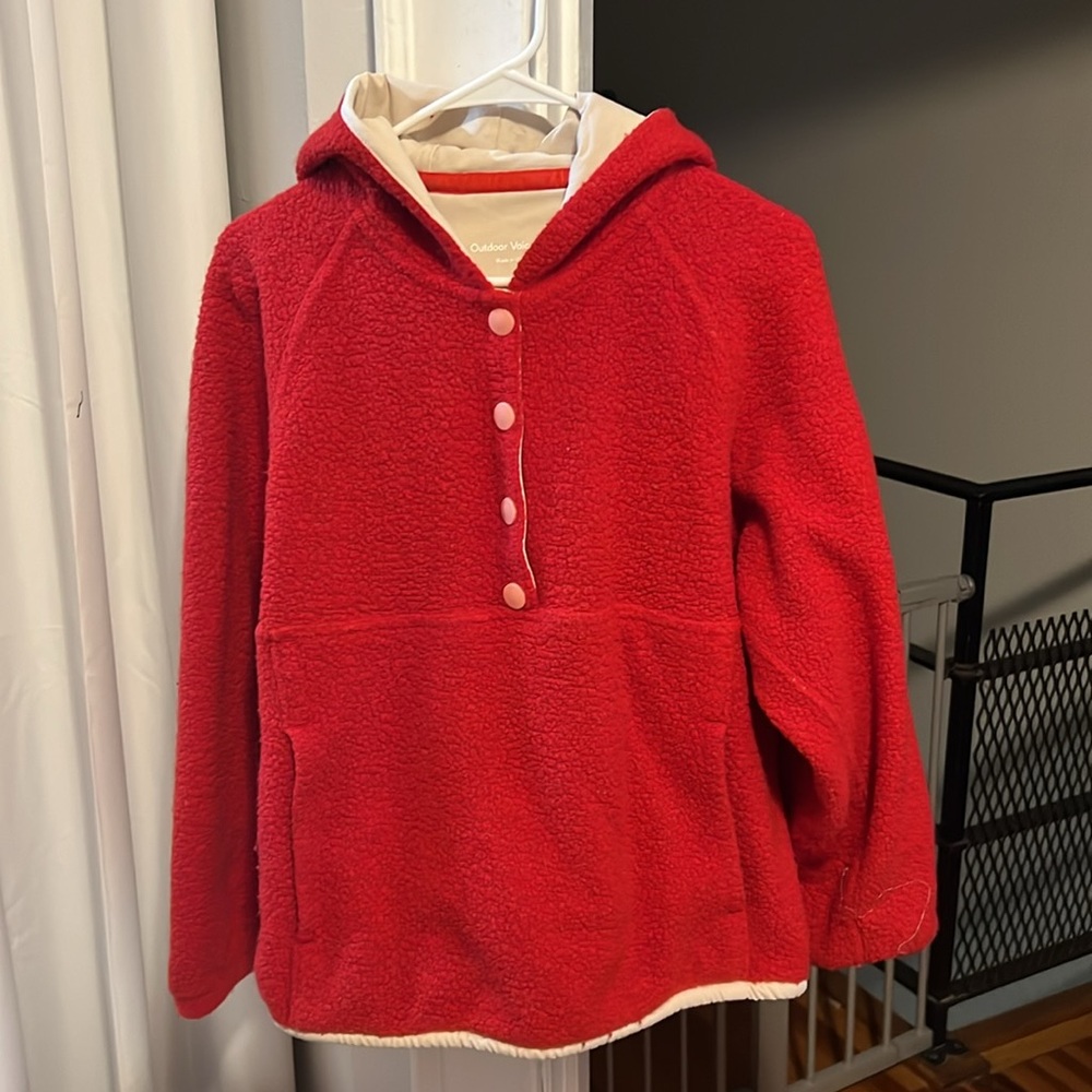 Outdoor Voices Red MegaFleece Snap Up Hoodie